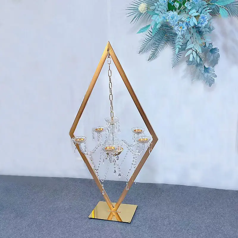 Nouveau métal diamant cadre suspendu pendentif en cristal décoration de table de mariage accessoires de fenêtre décoration de mariage pièce maîtresse de table