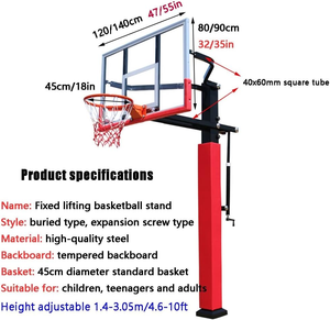 Canestro da <span class=keywords><strong>Basket</strong></span> Interrato di Alta Qualità in Vendita Diretta, Supporto da <span class=keywords><strong>Basket</strong></span> Regolabile - Product Image 3
