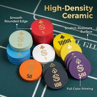 Jetons de poker en céramique 12g 43mm, poids standard casino, imperméables, résistants aux rayures, non toxiques, écologiques, ne se décolorent pas