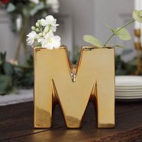 6 pouces luxe or M lettres métalliques symboles personnalisé Vase à fleurs en céramique pour pièce maîtresse événements de fête de mariage