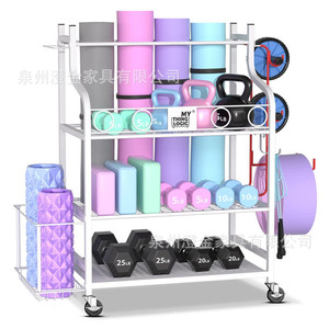 Support de rangement pour tapis de yoga pour <span class=keywords><strong>cuisine</strong></span> - Étagère métallique pliable à roulettes à quatre niveaux, sans perçage, de type au sol, portable - Product Image 3