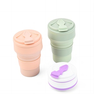 Custom Silicone 500ml Unbreakable Dishwasher Safe Portable <b>Coffee</b> <b>Cup</b> with Lid for Travel Reusable Eco-friendly Foldable - Product Image 2