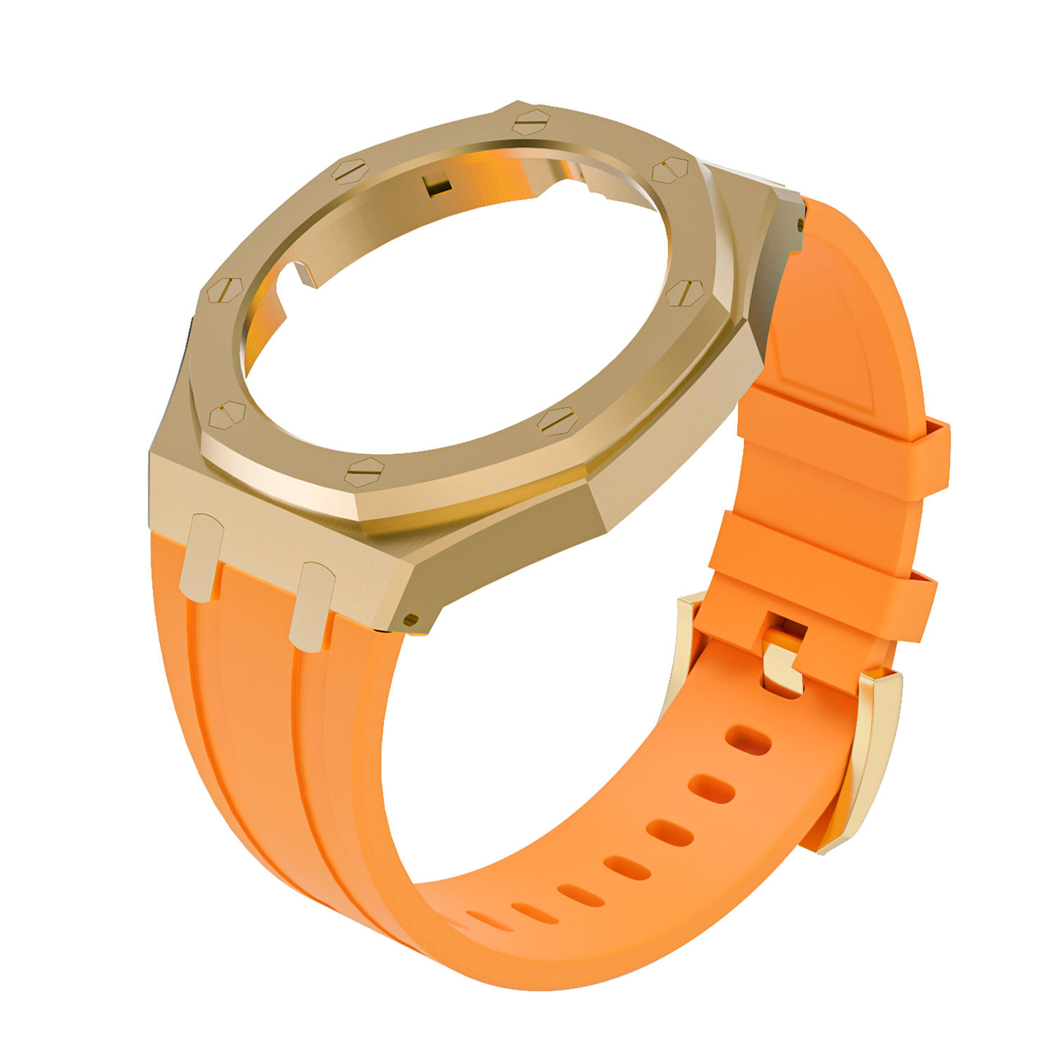 Banda de silicona dorada y naranja