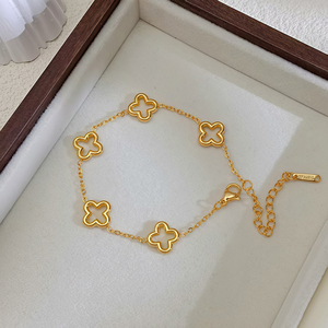 Wholesale Fashion Stainless Steel 18K Gold Plated Flower Cherry Cute <strong>Charm</strong> Jewelry Femme Bracelets <strong>Bangles</strong> - Product Image 4