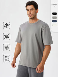T-shirt en soie glacée pour homme, séchage rapide, manches courtes, respirant, pour le sport, la course, l'entraînement et la gym - Product Image 3