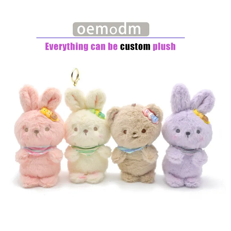 OEM Custom Small Mini Bunny Soft Toys Anime Stuffed Animal Plushie Custom Cute Rabbit Plush Keychain Toys