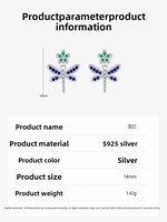 Kunden spezifische S925 Sterling Silber einfache Blume Libelle Zirkon Ohrringe European American Fashion für Jubiläum & Geschenk