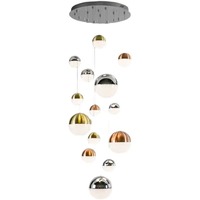 Lampe suspendue LED personnalisée pour bureau à domicile, grande boule colorée, luminaire suspendu, plafonnier décoratif pour haut plafond, or + noir, lumière chaude