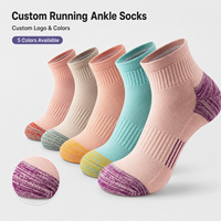 OEM Chaussettes de sport promotionnelles en coton de haute qualité, longueur cheville, mode, chaussettes de course rembourrées en éponge, logo personnalisé