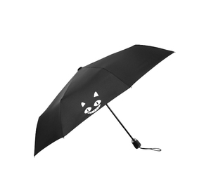 Parapluie pliant noir avec logo et impression de photos de chats - Product Image 4