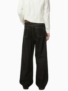 Jeans de Invierno para Hombre, Estilo Hip Hop Americano Clásico, Color Negro, Estampado Lavado, para Uso Diario, Cómodos y de Corte Holgado - Product Image 3