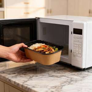 Conteneur alimentaire rectangulaire en papier kraft jetable, écologique et biodégradable, pour emporter, bol en papier rectangulaire - Product Image 2