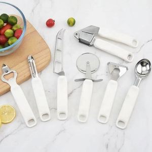 <b>Kitchen</b> Stainless Steel Garlic Press Pizza Wheel Cheese Knife Ice Cream Scoop Bottle Opener <b>Gadget</b> Set - Product Image 2