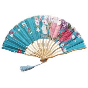 SOY SUS FANS 16 colores Seashell S forma abanico de mano de seda costillas de bambú tela abanico de mano plegable para regalo de boda - Product Image 4