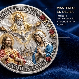 Moneta Commemorativa Personalizzata della Sacra Trinità con Rilievo 3D e Smalto, Monete Commemorative per Collezione d'Arte e Regalo Souvenir Culturale con Scatola - Product Image 3