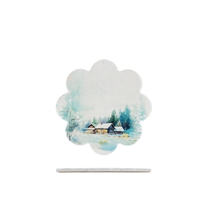 Ceramic Trivet Decorated With Snowy Houses Kitchen <b>Heat</b> Resistant <b>Coaster</b> - Product Image 1