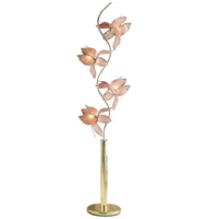 Lampe sur pied élégante pour salon, éclairage décoratif moderne en fer LED E27, avec une élégante fleur de lotus rose