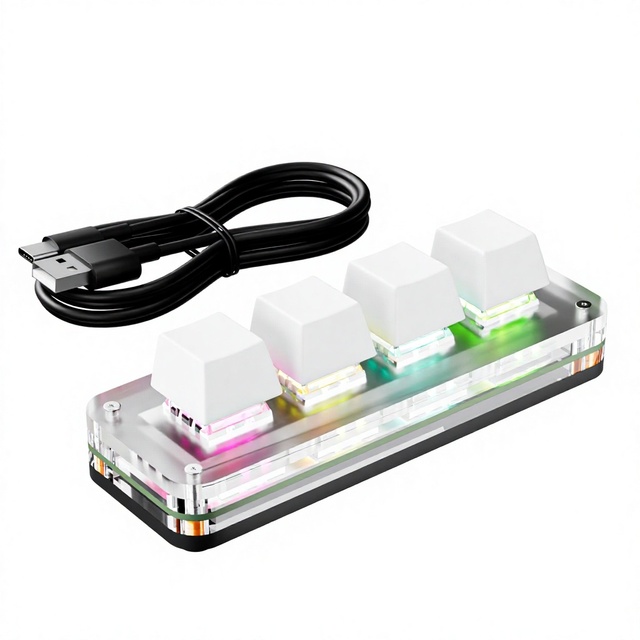 4-Key Programmable Mini Office Keypad for Gaming PC Drawing Pad, PS Shortcuts, OSU, Volume Control L736