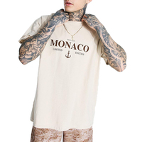 T-shirt surdimensionné beige uni en coton 100% de haute qualité, édition limitée Monaco, taille plus, avec logo personnalisé pour l'impression