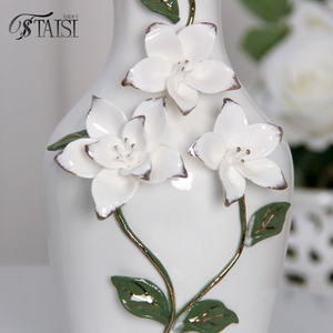 V210W 10 pouces céramique <span class=keywords><strong>cimetière</strong></span> blanc vase à fleurs moderne jardin vases décor pour maison bureau étagère - Product Image 3