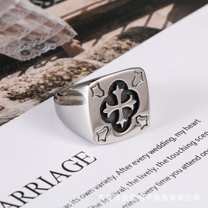 Men's <b>Titanium</b> Steel <b>Ring</b> Cross Pattern SA563 Gift Jewelry - Product Image 3