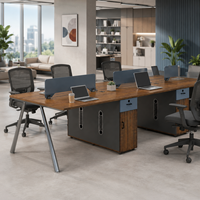 Poste de travail compact en bois haute densité pour six personnes avec cloison, idéal pour les bureaux à aménagement ouvert - Vente en gros