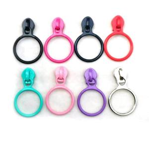 No.3 & No.5 Nylon kéo đầu ngón tay vòng tròn kéo thẻ đặc biệt kẹo màu kim loại kéo đầu bán buôn dây kéo thanh trượt cho bút chì - Product Image 1