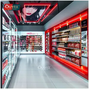 Wig Shop Decoration Design Beauty Store Design Perfume Stand Display Cosmetics Display Rack Hair Products Display Case