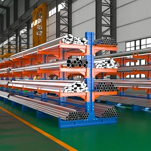 Estantería Cantilever de Acero Industrial de Una Sola Cara, Ligera, 4 Niveles, Brazo Ajustable, Cromada Azul - Product Image 1