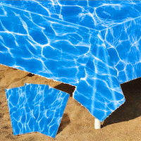 Lot de 3 nappes rectangulaires en plastique imperméables à l'eau avec imprimé vagues océaniques, 54x108 pouces, pour la plage, les fêtes d'anniversaire, les décorations de plein air