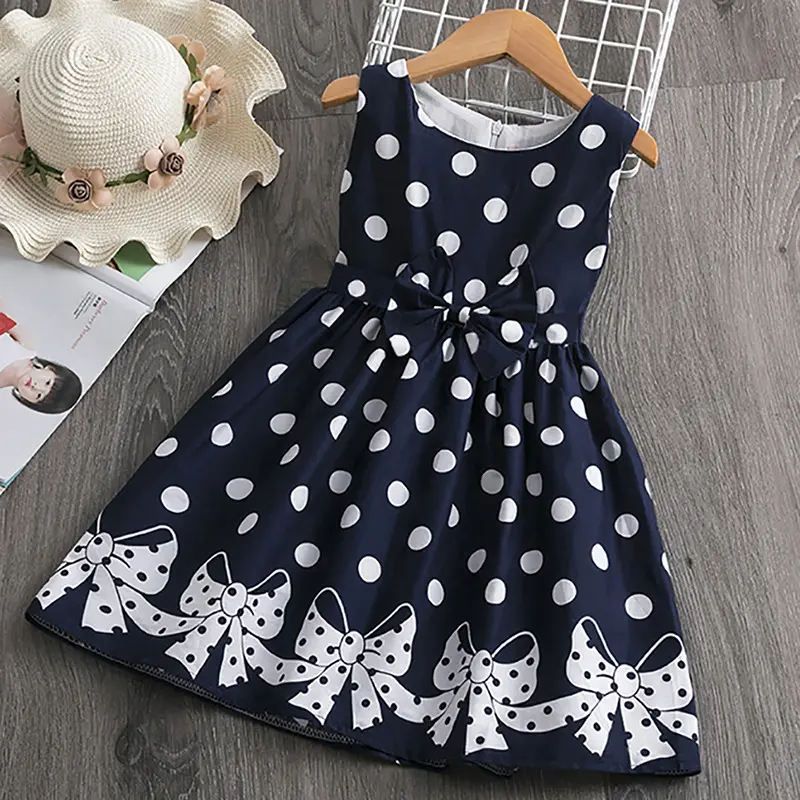 3-12 Years Girls Polka-Dot Dress 2020 Summer Sleeveless Bow Ball Gown Clothing Kids Baby Princess Dresses Children Clothes