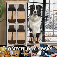 Chaussettes antidérapantes pour chien en coton, avec attaches velcro, respirantes, 4 pièces, pour petits chiens, empêchent de lécher