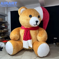 Ours gonflable en peluche de mascotte de festival de Noël de 3m, ballon gonflable mignon d'ours de père Noël à vendre