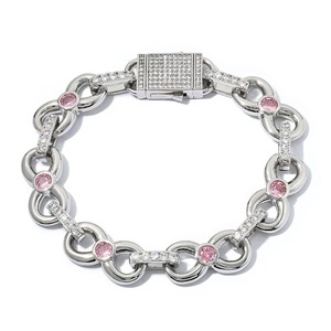 Pulseras Statement Urban Streetwear GRA Moissanite Lucky Number 8, Plata S925, Chapado en Oro de 18K, Diseño Iced Out, Cadena de Mano Gruesa para Hombre - Product Image 1