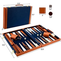 Jeu de backgammon en cuir PU de qualité supérieure de 17,5 pouces, étui de backgammon portable pour les voyages, jeu de stratégie classique, cadeaux