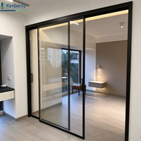 Porte coulissante de balcon en aluminium, porte coulissante à cadre en aluminium, portes coulissantes en aluminium à double vitrage