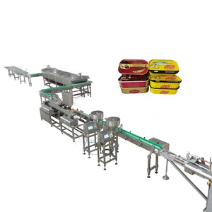Línea de producción de latas cuadradas de sardina completamente automática LWT, bomba de engranajes de acero inoxidable de grado alimenticio, drenaje agotador, adición de salsa - Product Image 1