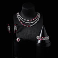 00052 luxe couleur 3 rangées dissymétrie collier ensemble pour les femmes fête de mariage zircone cristal ensembles de bijoux de mariée bijoux