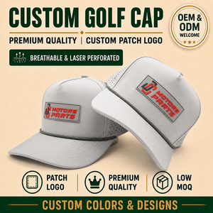 Standard 5 Panel Solid Waterproof Golf Cap Custom Silicone Logo Low MOQ OEM Laser Perforated 3D Rubber Patch Professional Outfit - Product Image 1