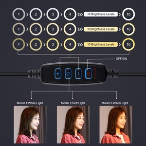 PULUZ Anneau lumineux LED incurvé de 7,9 pouces avec trépied de bureau, USB, 3 modes de luminosité réglable, double température, pour Vlogging, Selfie et Beauté - Product Image 5