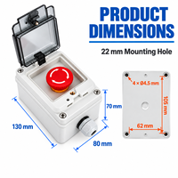 Boîtier de commande étanche IP67 22 mm avec bouton-poussoir, 1 trou, interrupteur de démarrage/arrêt et d'arrêt d'urgence, avec presse-étoupe