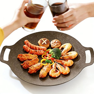 Poêle à Grillade BBQ Coréen en Fonte d'Usine pour Camping en Plein Air, Poêle à Frire en Pierre de Maifan, Plancha Teppanyaki, Four à Cassette, Poêle à Grillade à Gaz - Product Image 1