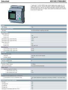 Module logique <span class=keywords><strong>Siemens</strong></span> <span class=keywords><strong>LOGO</strong></span> 6ED1052-1FB08-0BA1, 115/230V AC/DC, 8DI 4DO Relais, Contrôleur PLC Ethernet - Product Image 2