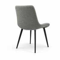 Chaise de salle à manger moderne en lin avec dossier capitonné, pieds en métal noir, revêtement résistant aux taches, design ergonomique pour la maison et les cafés