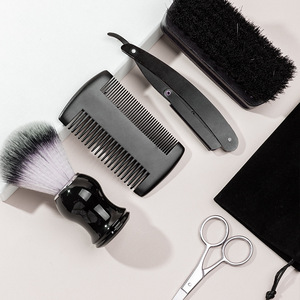 <span class=keywords><strong>Kit</strong></span> de soins pour la <span class=keywords><strong>barbe</strong></span> avec tondeuse, ciseaux, peigne, brosse pour hommes, ensemble d'outils de toilettage, noir - Product Image 3