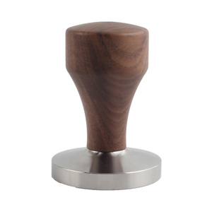 Tamper à café avec manche en bois véritable de haute qualité et acier inoxydable, plaisir du café complet avec tampon à espresso - Product Image 5