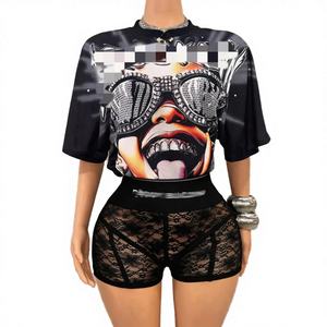 Conjunto de Camisa y Pantalones Cortos para Mujer, Estilo Vintage, Estampado, de Lana, Hasta la Rodilla, Secado Rápido, Oferta Primavera/Verano 2026 - Product Image 3