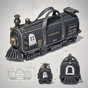 Style Gothique Personnalisé <span class=keywords><strong>Halloween</strong></span> Horreur Image Principale Cercueil <span class=keywords><strong>Chauve</strong></span>-<span class=keywords><strong>Souris</strong></span> Train Ita Sac - Product Image 3
