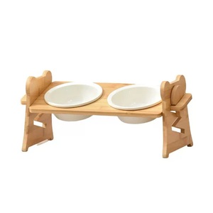 Wooden Pet Feeding Stand Adjustable Tilting <b>Bowl</b> Holder For Cats And <b>Dogs</b> Rounded Shape Anti Tipping Design - Product Image 2