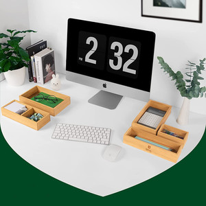 Bamboo <b>Drawer</b> Organizer Multi Compartment Rectangular Office <b>Storage</b> <b>Box</b> Freely Combinable Desktop Organizer - Product Image 1